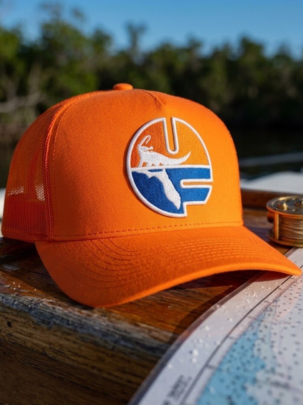 Retro Florida Gators Hat Pell Patch Orange Blue Vintage Mesh Snapback Cap NEON